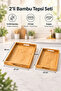 100% Bamboo 2-Piece Tray Set, Large Tray: 38 X 27 X 3 Cm, Small Tray: 35 X 23 X 3 cm - 2