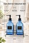 Modern Striped Patterned Glass Double Liquid Soap Dispenser & Detergent Dispenser Set, Blue - 500 ml Glass Soap Dispenser - 2