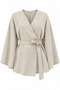 Stone Button Detailed Belted Kimono - 005