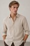 100% Pure Linen Relaxed Fit Long Sleeve Shirt |   Mes128043-01 - 2