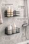 2 Pcs Black Bathroom Shelf with 4 Plastic Black Plastic Hooks Shower Shelf Bathroom Kitchen Shelf Organizer - 2