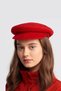 Women's Red Beanie Hat Wool Flat Cap - 4