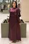 Satin Dress with Shoulder Cover and Shawl Detail - 2