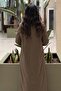 Collar Zipper Detailed Full Length Dress with Pockets - 4