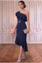 One-Shoulder Midi Dress with Flywheel Detail - 2