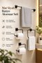Black Square Towel Holder Adhesive Long Towel Holder Outdoor Toilet Roll Holder Solo Paper Holder 4-Piece Bathroom Set