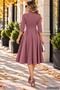 City Chic – Women's Scarf Collar Dress with Gold Button Detail and Flared Waist - 3
