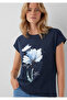 Floral Printed Navy Blue T-Shirt Regular Fit / Normal Cut 1614144-70487