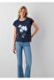 Floral Printed Navy Blue T-Shirt Regular Fit / Normal Cut 1614144-70487 - 2