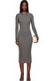 Women's Half High Neck Long Sleeve Camisole Mini Bodycon Dress-Anthracite