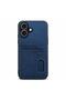 Apple iPhone 17 Compatible Case Luxury Leather Case with Card Holder - Navy Blue - 2