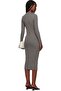 Women's Half High Neck Long Sleeve Camisole Mini Bodycon Dress-Anthracite - 3