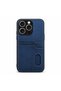 Apple iPhone 15 Pro Max Compatible Case with Card Holder Luxury Leather Case Navy Blue - 2