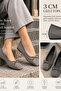 Fly Women's Suede Gray Blunt Toe Thin Bow 3cm Hidden Heel Flat Sole Ballerina Ballet Shoes