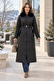 Women's Quilted Puffer Jacket with Zipper, Side Pockets, and Belt - 3