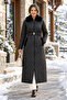 Women's Quilted Puffer Jacket with Zipper, Side Pockets, and Belt