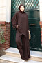 Women's Linda Fabric Asymmetrical Tunic Wide Leg Pants Oversize Hijab Suit 1231 Bitter Brown - 6