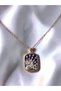 Steel Navy Blue Tarot Stone Light Patterned Plate Necklace