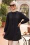 Ruffle Detailed Black Hijab Shirt 10931S