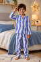 Boy's Front Buttoned Striped Pajama Set