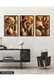 Boho Style Plant Lion 3 Piece Wooden Framed Painting Act - 3
