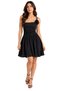 Vs-Solar Black One Shoulder Rose Appliqued Flared Mini Dress