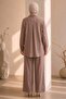 Floral Embroidered Zara Satin Mink Hijab Double Set 15695V - 2