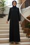 Pearl Detailed Black Hijab Evening Dress 61981S