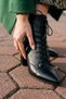 Eliz Black Pointed Toe (7cm) Heeled Lace Up Daily Women's Boots - 5