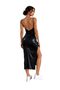 Vs-1023 Butterfly Brown Thin Straps Gathered Slit Midi Dress - 2