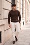 Malick Fine Knit Crew Neck Men's Sweater - Brown - 7