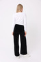 Women's Wide Leg Pocketed Velvet Oversized Fit Pants Black - 8
