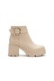 Pinma Premium Beige Platform Heeled Women's Boots 7 cm - 3