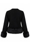 Black Faux Fur Detailed Cardigan - 3