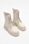 Orge premium beige lace-up zippered women's boots