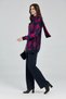 Navy Blue Diamond Pattern Shawl Knitwear Sweater Wide Leg Pants Set - 7087 - 5
