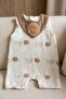 Baby boy muslin romper summer strappy cotton lion embroidered patterned 0-3-6-9-12 months - 2