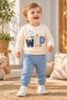 Baby boy wild embroidered sweatshirt and bottom tracksuit 2-piece set 3-6-9-12 months - 2