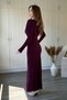 Elegant Maxi Plum Dress with Degaje Collar and Padding - 6