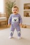 Baby Boy Teddy Bear Appliqued Ribbed 2-Piece Top and Bottom Set Seasonal Tracksuit Set 6-12-18 Months - 2