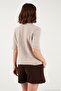 Wool Blend Regular Fit Scarf Collar Short Sleeve Knitwear Sweater Women's Sweater 4617023 - 6