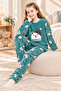 Girls' Long Sleeve Fleece Plush Fabric Winter Warm Pajama Set 8066