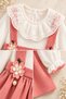 Baby Girl Vintage Dress with Baby Collar and Ribbed Floral Accessories L L 6-9-12-18-24 Months Dress - 3
