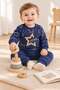 Baby boy star patterned plush appliqued sweatshirt bottom tracksuit 2-piece top and bottom set 6-9-12-18 months - 3