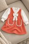 Baby girl velvet dress with tulle sleeves, bow and floral detail - stylish dress for 6-9-12-18-24 months - 6
