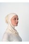 Large Hijab Bonnet with Button - Laced Neck Collar Bonnet - Light Beige - (St124), (Id 7812412) - 4