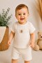 Unisex 2-piece baby set with openwork short sleeves and shorts, bottom and top 0-3-6-9-12 months 100% cotton - 2