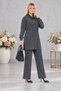 - Women's Plus Size Slit Tunic and Wide Leg Pants Set C8013-Black - 3