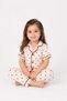 Girl/Baby Heart Patterned Short Sleeve Summer Pajama Set 2-Piece Top and Bottom Set Ecru Piping 6-24 Months - 5