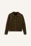 Crop Shirt with Collar, Snap Pockets, Suede Shirt Jacket B2983Ax23Wn - 7